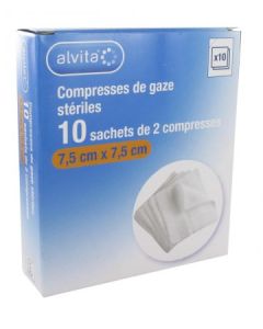 Alvita Compresse Stérile de Gaze 7,5cm X 7,5cm 10 Sachets