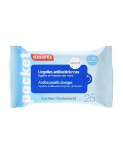 Assanis Lingette Pocket Antibactérien Mains 25 Lingettes