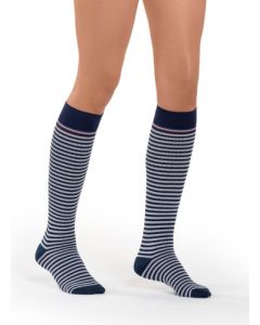 Sigvaris Styles Marinière Chaussettes M Long Femme Bleu Blanc