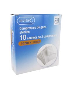Alvita Compresse Stérile de Gaze 10x10 10 Sachets