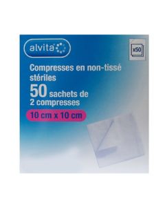 Alvita Compresse Stérile de Gaze 10cm X 10cm 50 Sachets