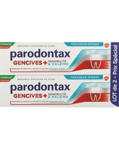 Parodontax Dentifrice Gencives + Sensibilité & Haleine Fraîcheur Intense 2x75ml