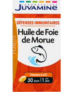 Juvamine Huile de Foie de Morue Défenses Immunitaires Capsule 30