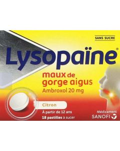 Lysopaïne Ambroxol 20mg Citron Sans Sucre 18 Comprimés