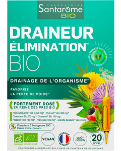 Santarome Draineur Elimination Bio Ampoules Buvables 10ml x20