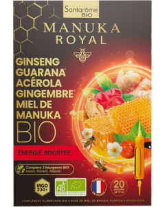 Santarome Ginseng Guarana Acérola Gingembre Miel de Manuka Bio 20 Ampoules