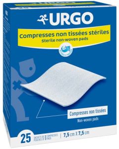 Urgo Compresses Stériles Non Tissées 25 Sachets de 2 Compresses de 75 x 75 cm