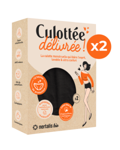 Nertalis Bio Culotte Menstruelle Noire Flux Moyen Taille L x2