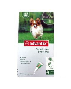 Bayer Advantix Antiparasitaire Très Petits Chiens jusqu'À 4kg