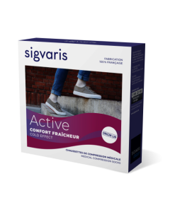 Sigvaris Chaussettes de Contention Femme Active Confort Fraîcheur LL Écru 1 Paire