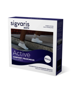 Sigvaris Chaussettes de Contention Homme  Active Confort Fraîcheur MN Écru 1 Paire